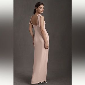 Anthropologie BHLDN Antonia Georgette Blush Shoulder Tie Bridesmaid Dress